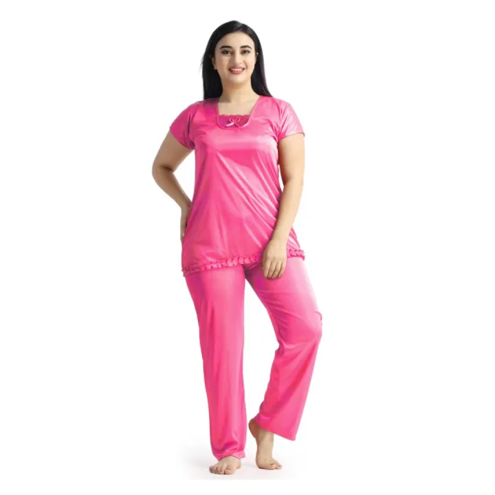 2 part night dress pink color